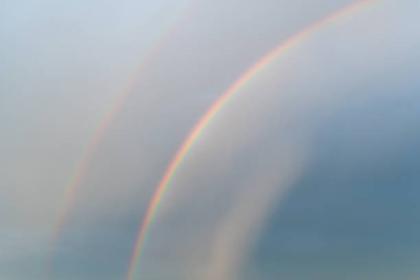istock Two rainbows in the blue sky 1167640387