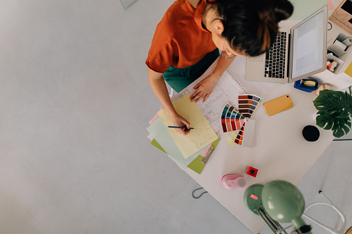 Young woman working in a modern office