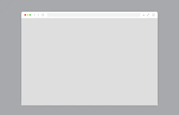 Vector illustration of Web browser window white template.