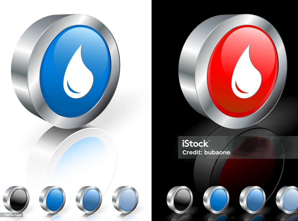 Botón del icono metálico con gotitas - arte vectorial de Agua libre de derechos