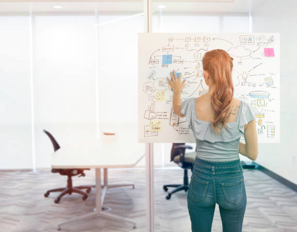 istock Woman pointing at large chart in office 1167645920