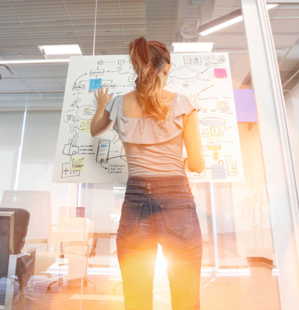 istock Woman pointing at large chart in office 1167645925