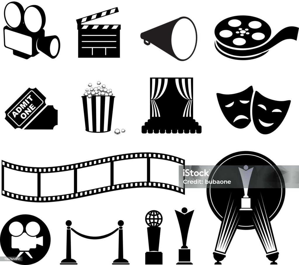 film and movies black & white vector icon set film and movies black and white icon set  Film Reel stock vector
