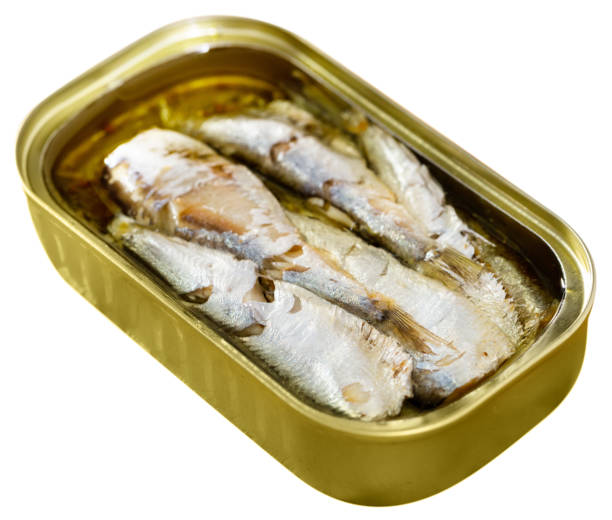 istock Tin can with smoked sprats, sardines, closeup 1167650344