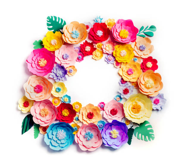 istock Colorful handmade paper flowers wreath 1167650998