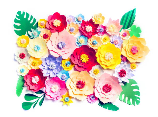 istock Colorful handmade paper flowers background 1167651002