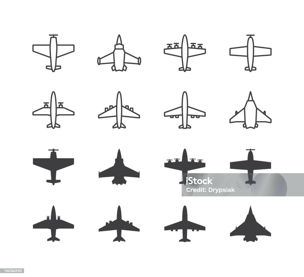 Vetores de Jogo De Símbolos Do Avião Aviões Ícones Planos Ou Conceito Dos  Sinais e mais imagens de Avião de Combate - iStock