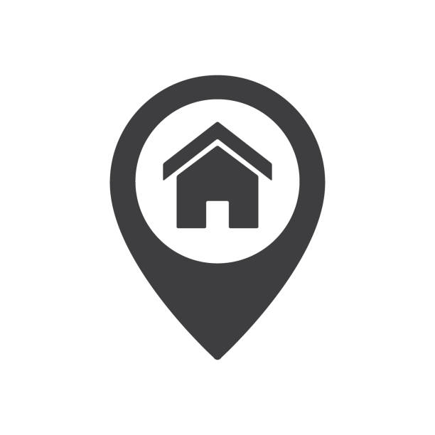 stockillustraties, clipart, cartoons en iconen met home punt locatie teken. huis kaart aanwijzer pictogram - huis