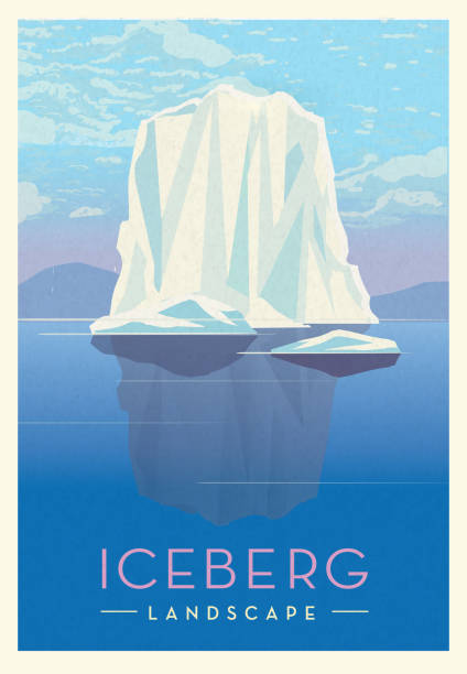 illustrations, cliparts, dessins animés et icônes de iceberg gelé glacier nordique paysage conception d'affiche séparence avec le texte - vertical scenics ice canada