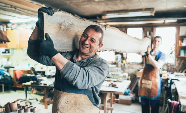 istock Carpenters carrying A Wooden Plank 1167654186