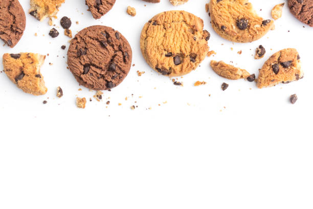 istock homemade chocolate chips cookies on white background in top view 1167657744