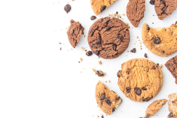 istock homemade chocolate chips cookies on white background in top view 1167657764