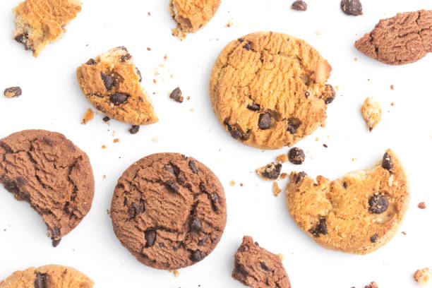 istock homemade chocolate chips cookies on white background in top view 1167657766