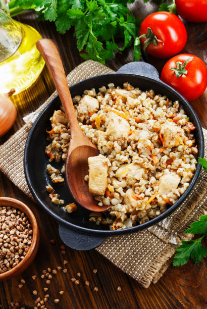 istock Buckwheat porridge with meat 1167664750