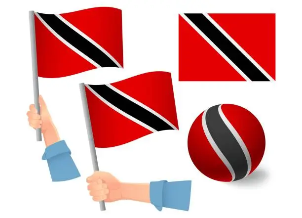 Vector illustration of Trinidad and Tobago flag in hand icon