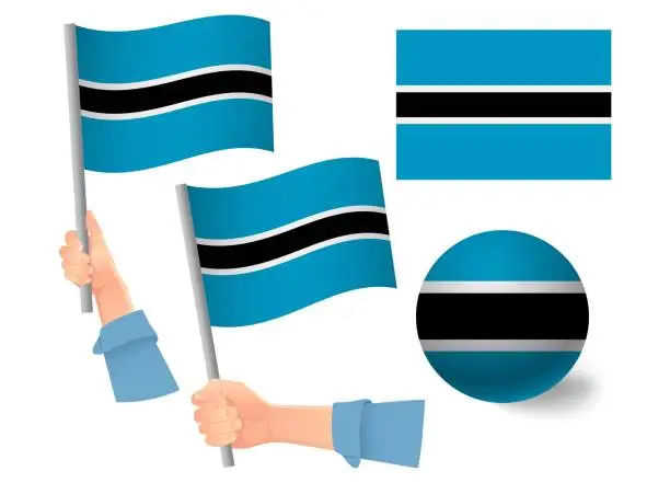 Vector illustration of Botswana flag in hand icon