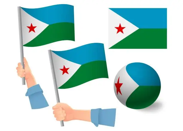 Vector illustration of Djibouti flag in hand icon