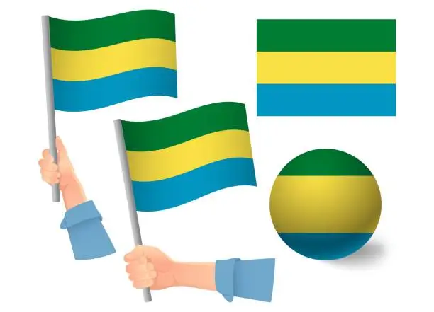 Vector illustration of Gabon flag in hand icon