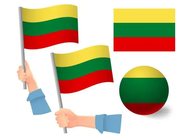 Vector illustration of lithuania flag in hand icon