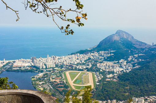 Aerial view of Rio de Janeiro. Jockey club and Leblon in Rio de Janeiro.