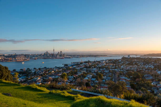 Auckland City Distant View Auckland City Distant View Waitemata Harbor stock pictures, royalty-free photos & images