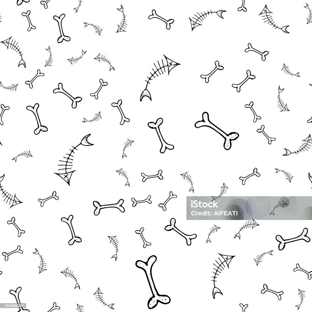 Bone Pattern Close Hand Drawn Bones Seamless Pattern For Textile Design Bone Seamless Hand ...
