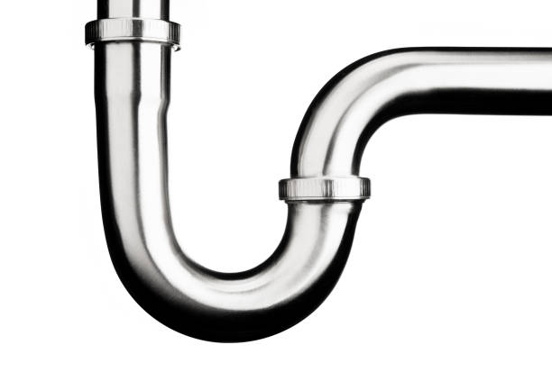 maze of metal pipes. Isolated on white.