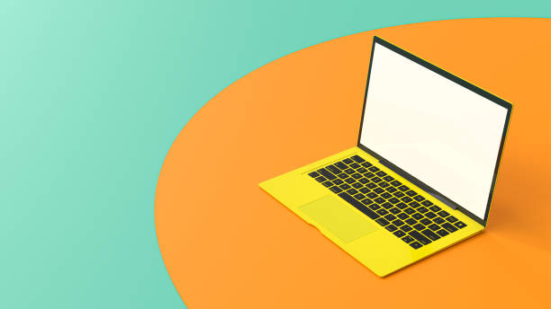 istock Laptop blank screen yellow color 1167684864