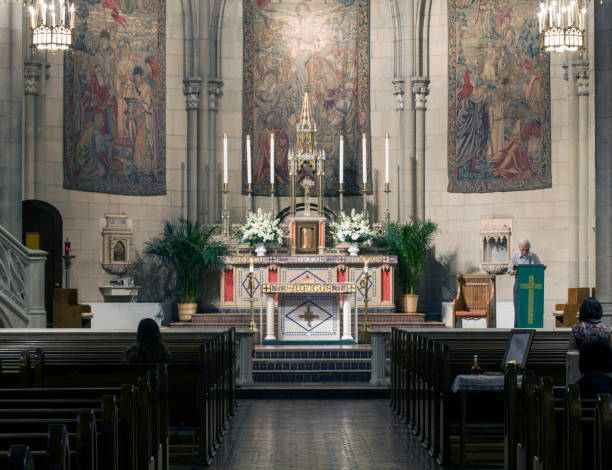 Alter inside Church of Blessed Sacrament in NYC stock photo