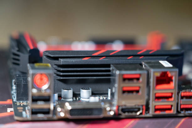 istock PC build - Motherboard I/O (red and black) 1167688093