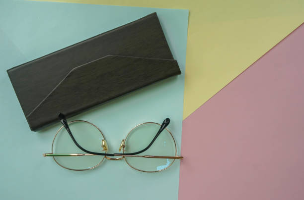 istock women eyeglasses for blue light protection with leather case on pastel background 1167688146