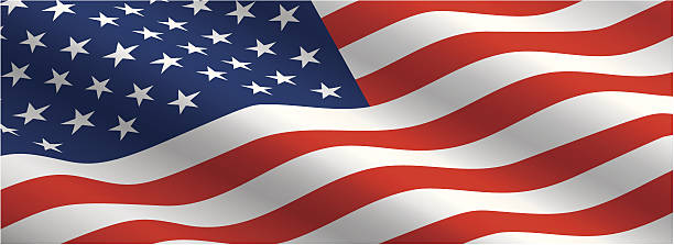 amerikanische flagge im wind fließenden - american flag stock-grafiken, -clipart, -cartoons und -symbole