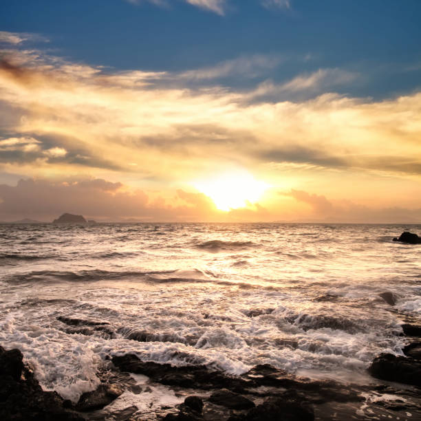 istock seascape and waves over cloudy sunset sky 1167689908