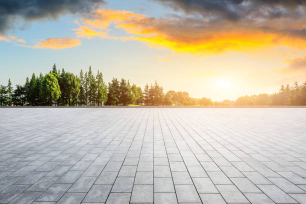 istock Empty square floor and green woods natural scenery 1167691141