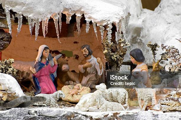 Snowy Nativity Scene Stock Photo - Download Image Now - Middle Eastern Culture, Nativity Scene, Virgin Mary