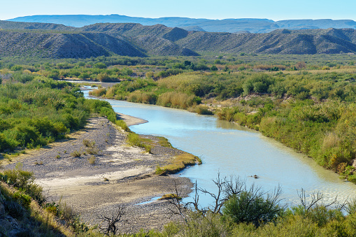 Hiking along the Rio Grande in Big Bend, National Park, Texas