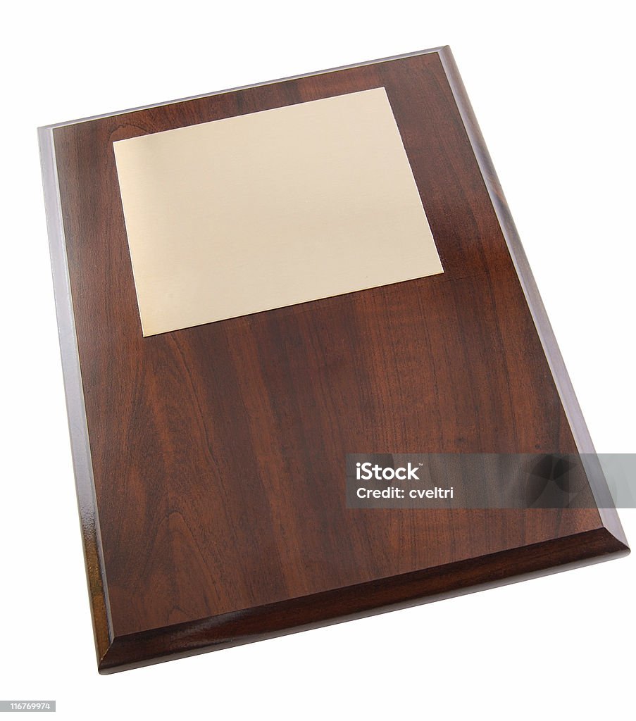 Blank Plaque Blank plaque isolated on a white background with a saved clipping path. Award Plaque Stock Photo