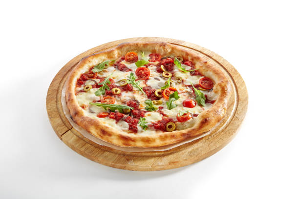 istock Pizza Marinara with Anchovy Isolated on White Background 1167700419