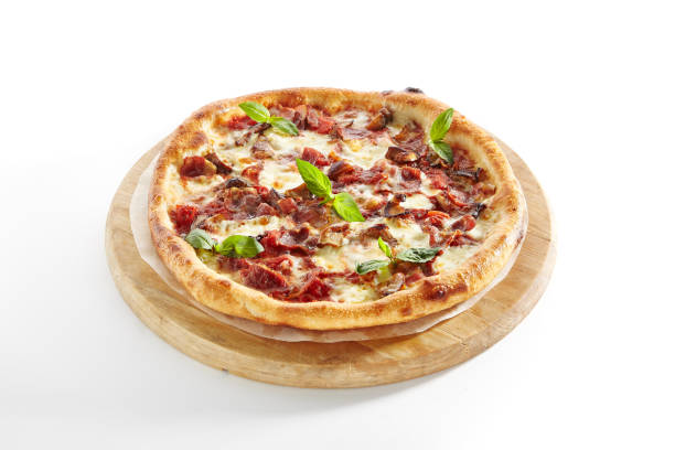 istock Canadian Pizza with Bacon Isolated on White Background 1167700515