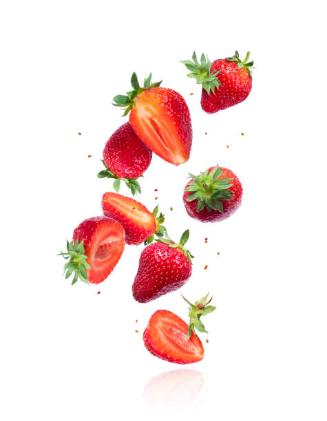 istock Whole and sliced fresh cherries in the air, isolated on a white background 1167700767