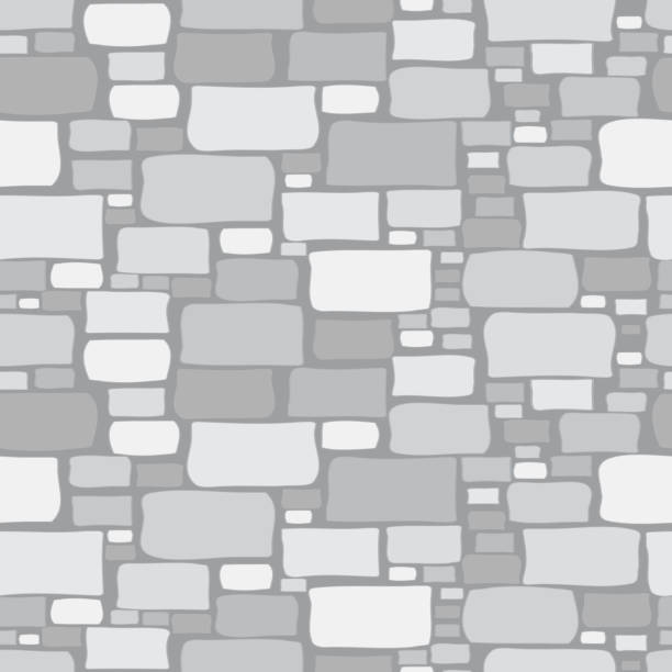 ilustrações de stock, clip art, desenhos animados e ícones de cartoon gray stone wall background - seamless brick repetition pattern
