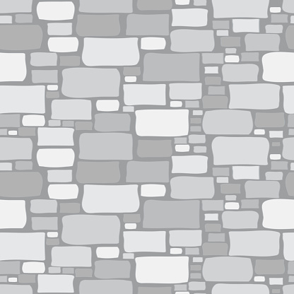 Cartoon gray stone wall seamless background