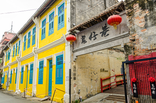 Kuala Lumpur,Malaysia - August 5,2019 : Kwai Chai Hong (Prankster lane) is located between Lorong Panggung and Jalan Petaling,it is today the most instagrammable locations in downtown Kuala Lumpur.