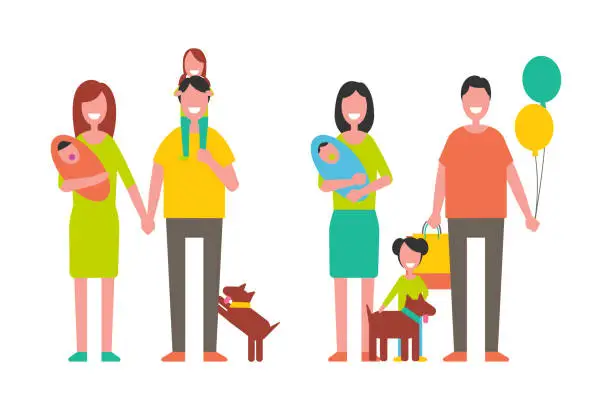 Vector illustration of Family Parenthood Childhood Vector Illustration