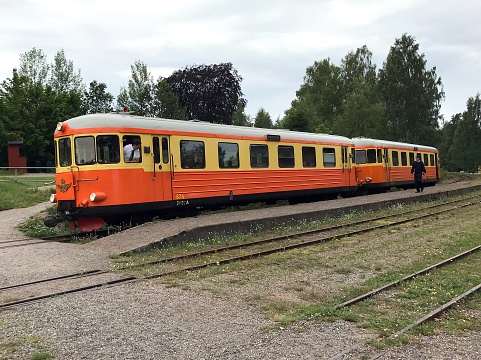 Tuna, Sweden - August 1, 2019: Swedish railbus SJ Y6 at Tuna railwaystation.