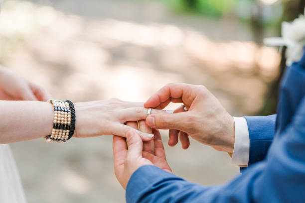 istock Bride and groom putting their wedding rings 1167715442
