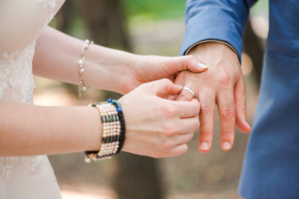 istock Bride and groom putting their wedding rings 1167715487