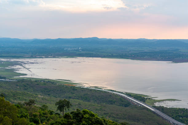 istock nature sunset landscape view with lake 1167717413