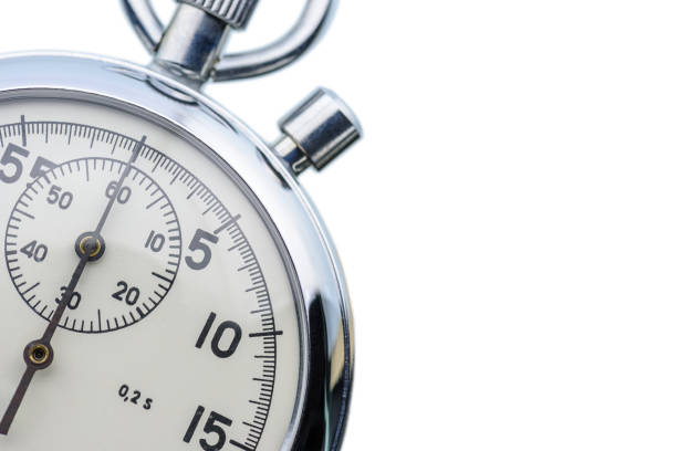 istock Soviet Russian USSR mechanical 2-button stopwatch, isolated on white background. Stopwatch designed to measure time in minutes, seconds and fractions of a second, used in sport competition and timing 1167719907