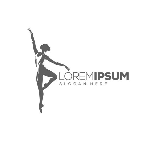 ilustrações, clipart, desenhos animados e ícones de mulher dançando logo design vector ilustração - ballet dancer